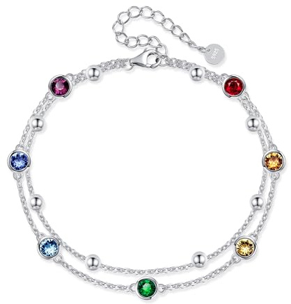 POPLYKE Meeresschildkröte Fußkettchen für Damen 925 Sterling Silber Mondstein Knöchel Armband Mädchen Doppelschichtige Kette Mondstein Geschenke Sommer Strand Schmuck