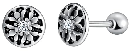 Yumilok Runde Scheibe Ohrringe Blume zirkonia Barbell Stud Ohrpiercing Ohrringe Ohrstecker Herren Männer Edelstahl Ohr Tunnel Ohrringe Piercing