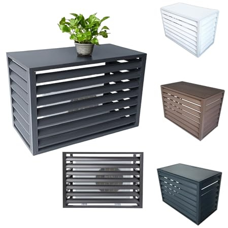 Cubre Aire Acondicionado Exterior, Funda Para Aire Acondicionado De Aluminio, Cubierta Rejilla Para Aire Acondicionado, Valla para Dispositivos Exteriores Pantalla Decorativa(Marrón,100x50x70cm)