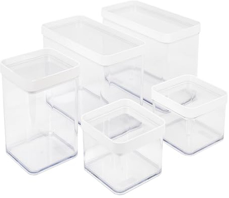 Rotho Fera Set Vorratsdosen (0.5+2.1+1 l) 5 tlg. FERA, Kunststoff (PP) BPA-frei, transparent, (32.3 x 22.3 x 17.4 cm)