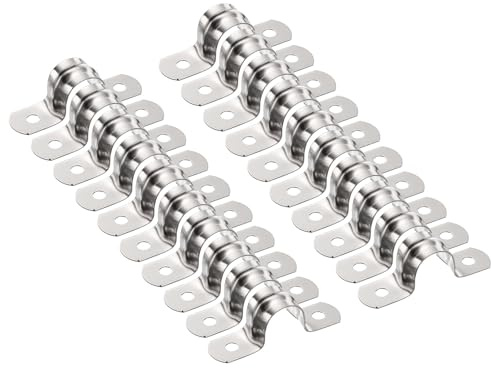 sourcing map Lot de 20 colliers de serrage de conduit de 14 mm M14 en U, sangle de tuyau rigide en acier inoxydable, support en forme de U avec deux trous pour tuyau, tuyau, fil de fixation