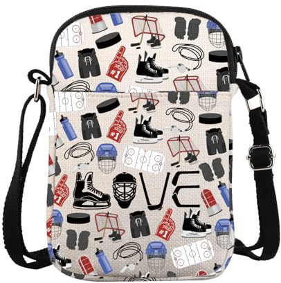 ZJXHPO Hockey Player Cross Body Bag Ice Hockey Messenger Bag Hockey Team Gift Hockey Lover Gift Hockey Mom Shoulder Bag (Hockey Love CB)