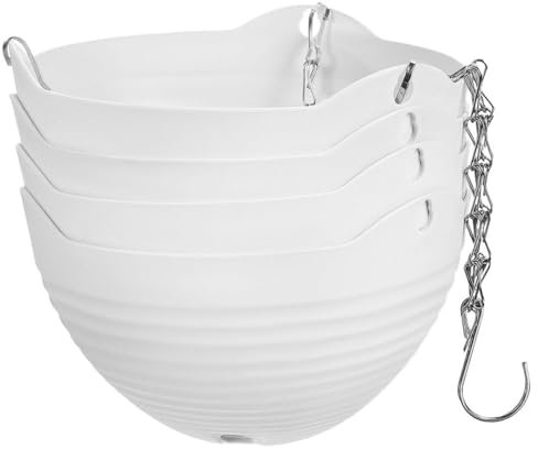 SUPVOX Set di 4 Vasi da Fiori Sospesi Grandi Vasi Bianchi con Ringhiera Pothos Verde per