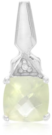 Cavill Prehnit Anhänger 0,78 Karat Antiker Kissen-Schachbrettschliff in 925 Sterling Silber mit funkelndem Weißtopas aus Brasilien, eleganter grüner Edelstein Schmuck