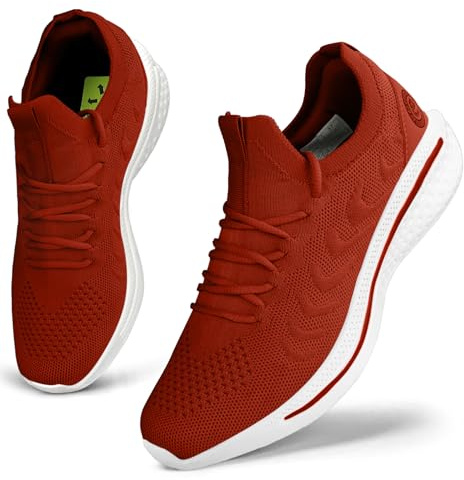 Giniros Zapatillas Mujer Zapatillas Running Deportivas Mujer Zapatos Bambas Casual Tenis Jogging Caminar Gimnasio Atlético Fitness Moda Slip-ins Sneaker Transpirable Cómodo Rojo 38EU