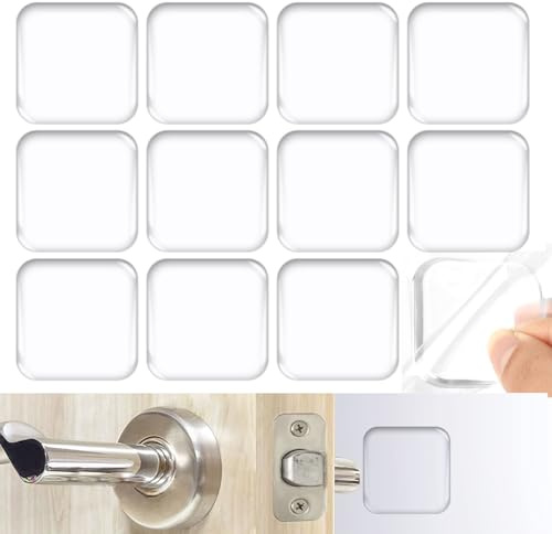 12 Stück Türstopper Wand Selbstklebend, 40mm Türpuffer Selbstklebend | Transparente Quadratische Wandschutz Türklinke Schutz vor Kratzern für Türgriff, Wände, Möbel, Stoß dämpfender