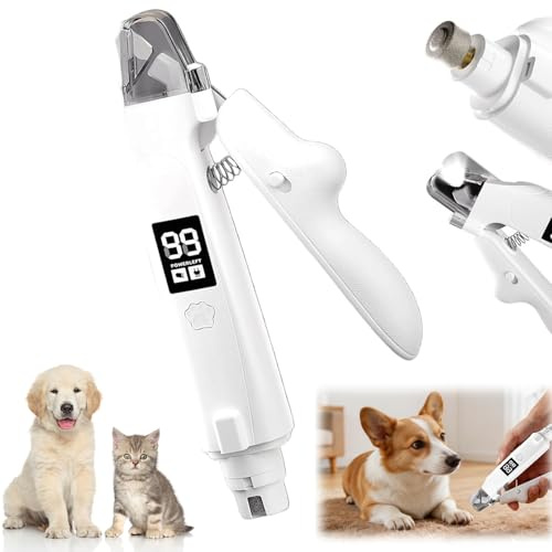 Forbici per artigli 2 in 1 per cani, con luce, forbici per artigli per cani con schermo, forbici ricaricabili per unghie per diversi tipi di corpo per animali domestici