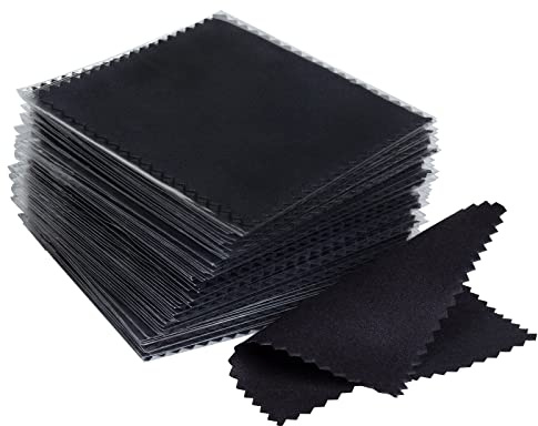 100pcs Premium Jewelry Cleaning Cloth, Silver Polishing Cloth Individually Wrapped, for Sterling Silver, Gold, Brass, Silverware, Coin, Ring, Watch and More (Sea Blue, 3.15 x 3.15)