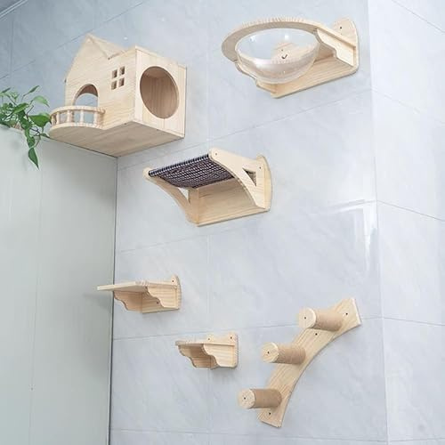 SDGBCXD Tour pour Chat， Cadre d'escalade Mural en Bois Massif for Chat, Couloir d'air Mural, Capsule Spatiale for Chat, nid for Chat n'occupant Pas de Sol(Style3)
