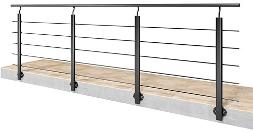 300x106cm Aluminium Handrail Banister Balustrade for Indoor or Outdoor Use Against Side Walls, Adjustable Angle Stair Handrail, Handrail can be Spliced Any Sizes, Matt Black