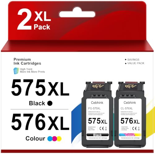 PG-575 CL-576 für Canon Druckerpatronen 575 576atrone | Kompatibel mit Pixma TS3750i TR4755i TS3550i TS3551i TR4750i TR4751i, 575XL 576XL, Ersatz für Canon 575 Black 576 Color