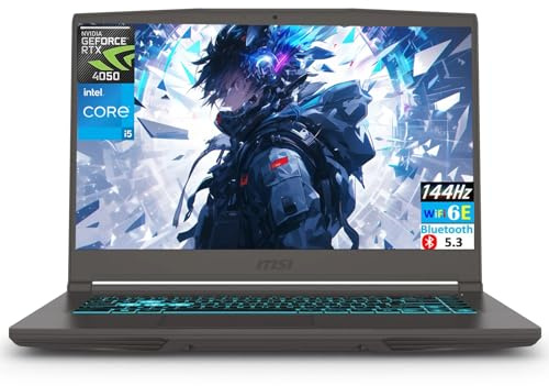 msi Thin 15 Gaming Laptop, 15.6 FHD IPS 144Hz, Intel 8-core i5-13420H, NVIDIA GeForce RTX 3050, 16GB RAM, 1TB SSD, Backlit Keyboard, WiFi 6E, Bluetooth, Gray, Windows 11, EAT Laptop Foldable Stand