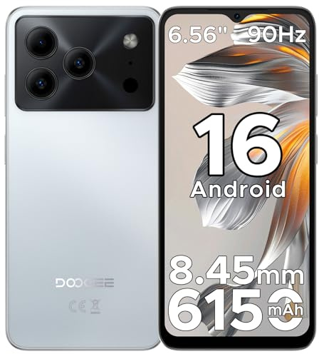 DOOGEE Note56 Android 16 Smartphone Pas Cher, Telephone Portable 6150mAh Écran 6.56 HD+/90Hz 24Go+64Go/TF 2To, 8MP+5MP Telephone, Débloqué 4G Dual SIM, Octa Core, Face ID/OTG