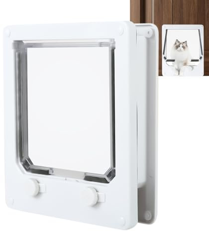 Châtière Grande Taille – Porte ABS Sécurisée Verrouillable pour Gros Chats Et Petits Chiens | Clapets De Sécurité À Double Battant Et Accès Bidirectionnel | Trappe Animaux Installation Facile