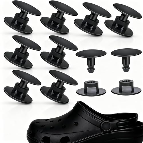 Aormuie 20 Pcs Plastic Rivets,Black Strap Rivets,16mm*14mm*10mm Push in Screw Rivet Black for Shoes,Hole Plastic Push in Rivets Fastener for Any Shoes with Holes,Boots,Wristband Accessories