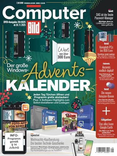COMPUTER BILD + DVD 25/2025 Der große Windows-Adventskalender