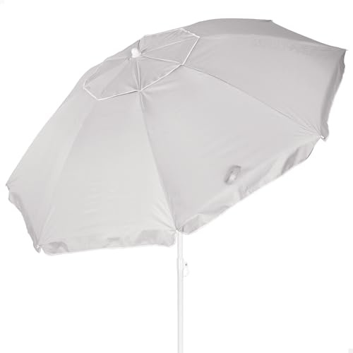 AKTIVE Sombrilla de playa, UV50, Mide D220 cm, Gris, Protección UV50, Tejido oxford, Mástil aluminio 28/32 mm, 8 varillas, Incluye funda de transporte con asa de hombro (62489)