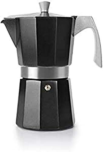 Ibili - Cafetière à Expresso Evva Black, 9 Tasses, 450 ml, Fonte D’Aluminium, Compatible avec les Plaques à Induction