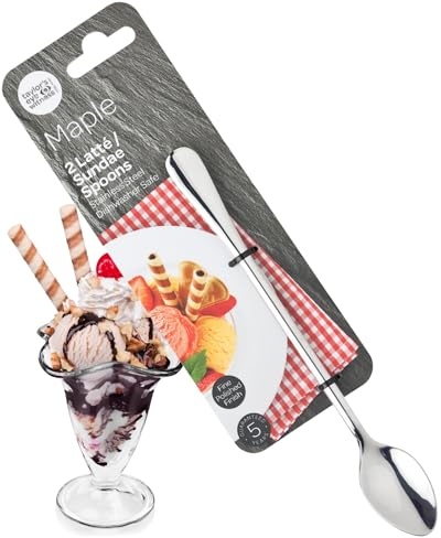 Taylor's Eye Witness Latte Spoons – Set of 2 Stainless Steel Teaspoons with Long Handle for Iced Drinks, Cocktail, Dessert, Ice Cream Sundae, Coffee - Polished Finish, Dishwasher Safe Stirring Spoon