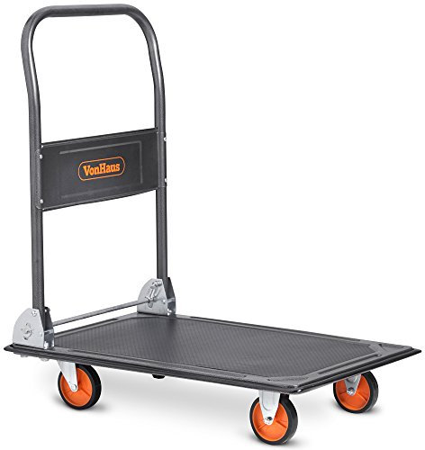 VonHaus Folding Platform Trolley 150kg Capacity - Multi-Functional Heavy Duty Platform Truck on Wheels for Easy Transportation/Heavy Lifting