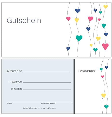 25 Gutscheine Gutscheinkarten Geschenkgutscheine – edel neutral Herzen