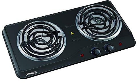 Courant Double Burner, 1700W Hotplate, Black Countertop Burner, Portable Electric Cooktop, Black, CEB2183K
