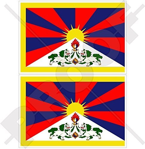 TIBET Tibetische Flagge, Fahne Autonome Region von China, Chinesisch 100mm Auto & Motorrad Aufkleber, Vinyl Sticker x1+2 BONUS