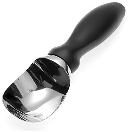 Spring Chef 18/8 Stainless Steel Ice Cream Scoop with Soft Grip Handle - Heavy Duty Ice Cream Scooper for Gelato, Sorbet, Cookie Dough, Melon, Sundae - Dishwasher Safe Kitchen Tool - Black