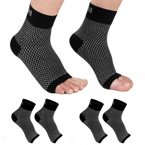CAMBIVO Ankle Support Brace 2 Pairs, Plantar Fasciitis Socks, Compression Sock Sleeves Foot Support for Sports Protect, Achilles Tendon, Recovery, Sports, Men and Women