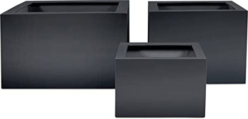 Fleur Ami - Bac Fibres de Verre renforcé 80x80cm H60cm Ext. carré Anthracite Mat - Choisissez Votre Hauteur: H 80 cm - Couleur: Gris Anthracite