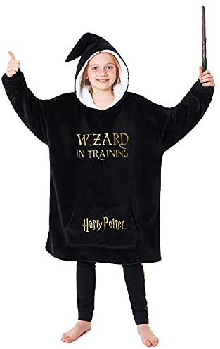 Harry Potter Sweat Plaid Enfant - Pull Plaid Oversize Enfant Ado Fille Garcon (Noir)