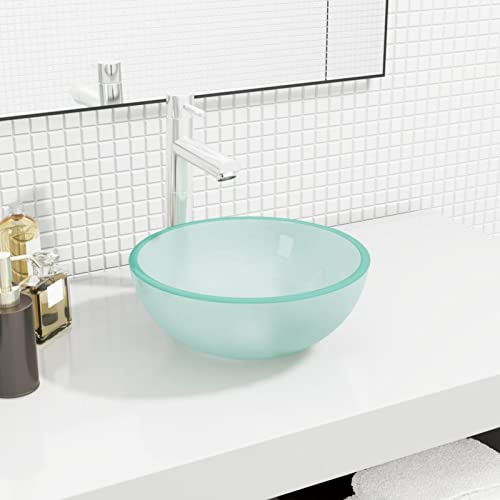 Tidyard Lavabo en Verre trempé Vasque de Salle de Bain ou Toilette Lavabo à Poser évier de Cuisine 30x12 cm Dépoli