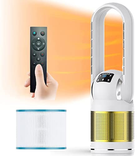 SABYDICAR Hot and Cool Tower Fan with Filter,Household Large Standing bladeless Fan,2000W Heater Fan,8 Speeds,8H Timer,LED Display,80° Oscillating Tilted Fan with Remote for Home,Office