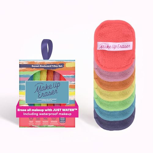 The Original MakeUp Eraser 7-Day Set, Erase All Makeup with Just Water, Including Waterproof Mascara, Eyeliner, Foundation, Lipstick, Sunscreen, and More! Sunset Boulevard, 7ct.
