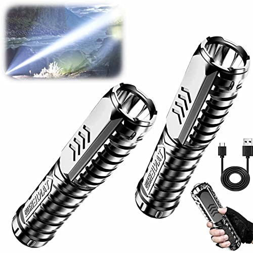 QINSHUI 2023 New Special Forces Strong Light Flashlight, Waterproof Multifunctional Rechargeable Flashlight, LED Super Bright Multifunctional Torch Mini Flashlights with 3 Lighting Modes (2PCS)
