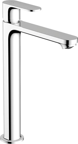hansgrohe Rebris S - Waschtischarmatur ohne Ablauf, energiesparend (CoolStart), Wasserhahn Bad mit Auslaufhöhe 242 mm, Mischbatterie Waschbecken wassersparend (EcoSmart), Chrom, 72582000