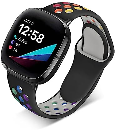 ZUREGO Sport Armband für Fitbit Versa 4/Sense 2/Versa 3/Sense Armband, Fitbit Versa 4/Versa 3 Atmungsaktives Weiches Silikon Ersatz Armband Kompatibel mit Fitbit Versa 4/Sense 2/Versa 3/Sense (D)