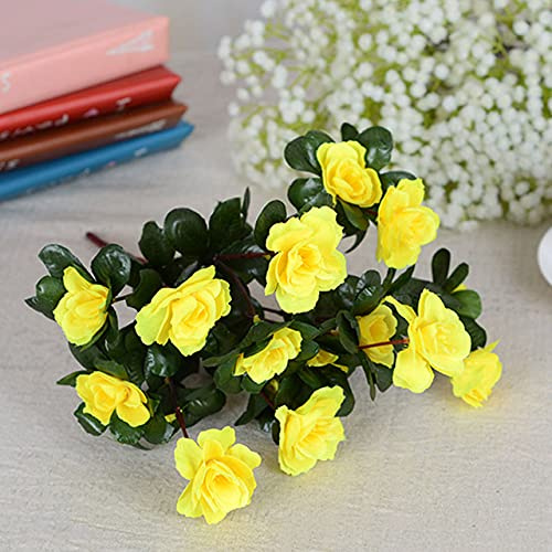 ZEYRU Fall Outdoor Artificial Red Azalea Flowers Bushes UV Resistant Fake Flowers Home Decor Small Decorations For Garden-Yellow