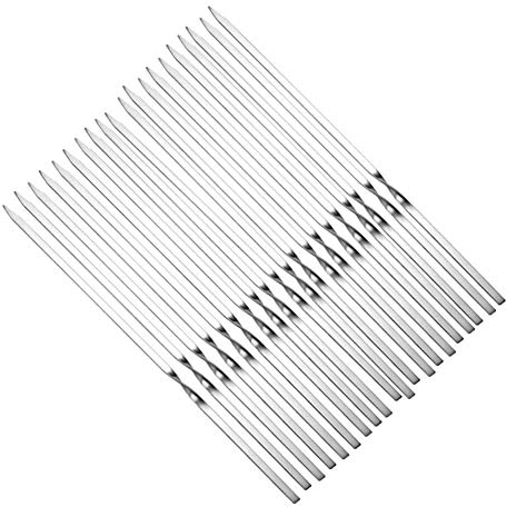 Brochettes de Kebab Profession Brochettes pour Grill Brochettes Plates pour Kebabs Brochettes pour Griller Brochettes pour Barbecue Brochettes de Barbecue Brochette en métal réutilisable 20 pièces,