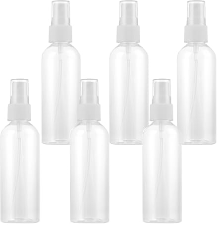 ASelected 6X100Ml Spray Bottles Clear Empty Fine Mist Plastic Mini Travel Bottle Set Small Plastic Mist Perfume Atomiser Bottles For Makeup Water Alcohol