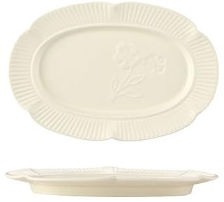 JTBDWOSK Fischteller Keramik Creme Farben Oval Servierteller Servierplatte Porzellan 10 Zoll Wurstteller geprägtes Rosenmuster Fischform Ovale Tablett,Weiß,1 pc