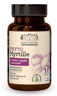 BLANCHE BRESSON - Phyto Myrtille - Confort Visuelle Nocturne - Éblouissements nocturnes & Soutient Visuel - Riches En Vitamines A et B2-540mg/jour - 60 gélules - Cure de 1 mois - Fabriqué en France