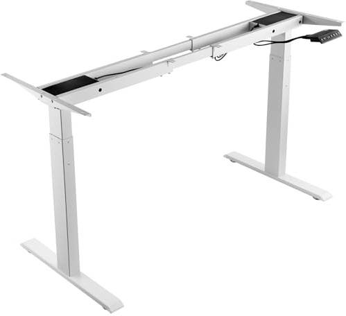 VEVOR Struttura per Scrivania in Piedi Doppio Motore, Altezza Regolabile da 70 a 117 cm Lunghezza da 110 a 178 cm Gambe per Scrivania Elettriche per Computer, per Casa, Ufficio, Solo Telaio, Bianco