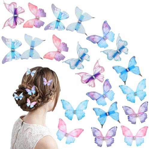 Pince Cheveux Papillon, 20 Pièces Barrette et Épingle à Cheveux 3D, Accessoires pour Femmes et Filles