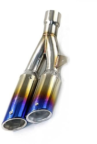 TASEKI Motorräder Auspuffanlage Allgemeines Motorrad-Auspuffrohr 38-51 Mm Doppelauslass-Schalldämpferrohr Escape Moto Für Z800 S1000RR NC700 R3 GW250 CBR300 RC390 Auspuff für Motorräder(09)