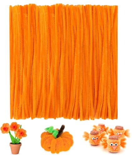 KINGLAKE Pfeifenputzer 200 Stück, Pfeiffenputzerdraht Orange, 30CM Pfeiffenputzerdraht Biegbar, Pfeifenreiniger Zum Basteln, Dekorieren, Halloween