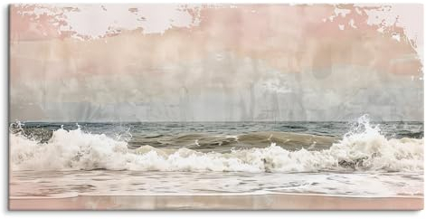 Paul Sinus Leinwandbild gerahmt 120x60cm Strand Meer Wellen Abstrakt Kunstvoll Horizont