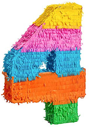 Fax Potato Number 4 Pinata | Party Accessory Decoration | 35 x 7.5 x 50cm - Green, Red, Yellow