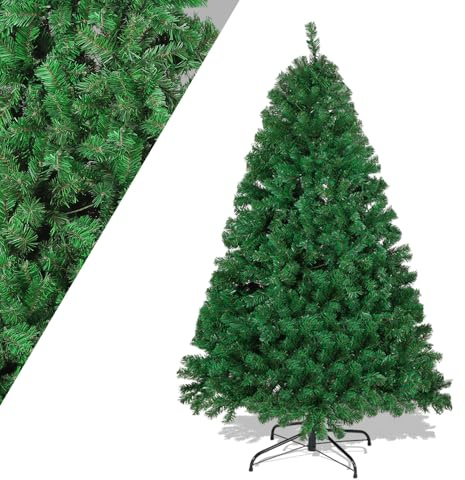 Izrielar Albero di Natale artificiale verde, 210 cm, in PVC, albero di Natale con supporto, 900 punte di abete Lena decorazione natalizia per casa, negozi e hotel