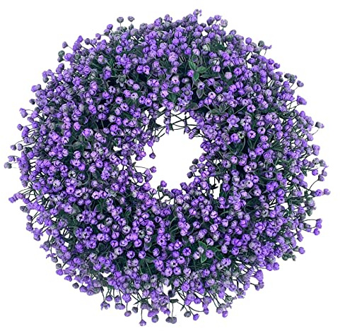 Schleierkraut Türkranz Ganzjährig Außen Deko Personalisiert Künstlicher Blumenkranz Deko für Haustür Außen Türkranz Modern Deko zum Aufhängen Bauernhaus Willkommens Girlande Herbstdeko Adventskranz